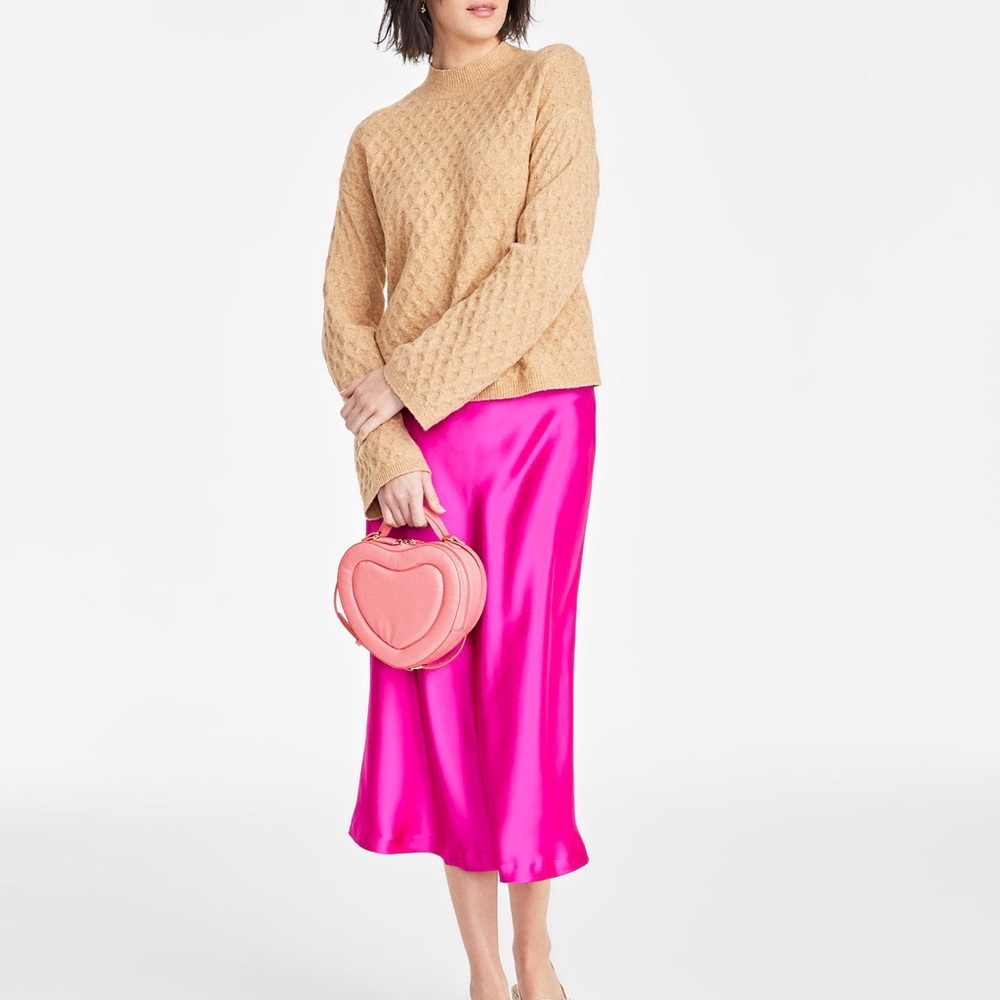 Vibrant Pink Satin Midi Skirt